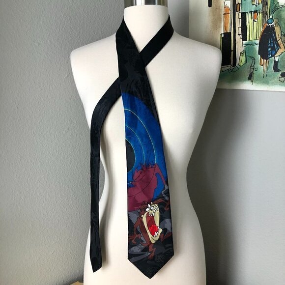 Vintage Looney Tunes Mania Necktie - Tazmanian Devil 1995 - Picture 1 of 5